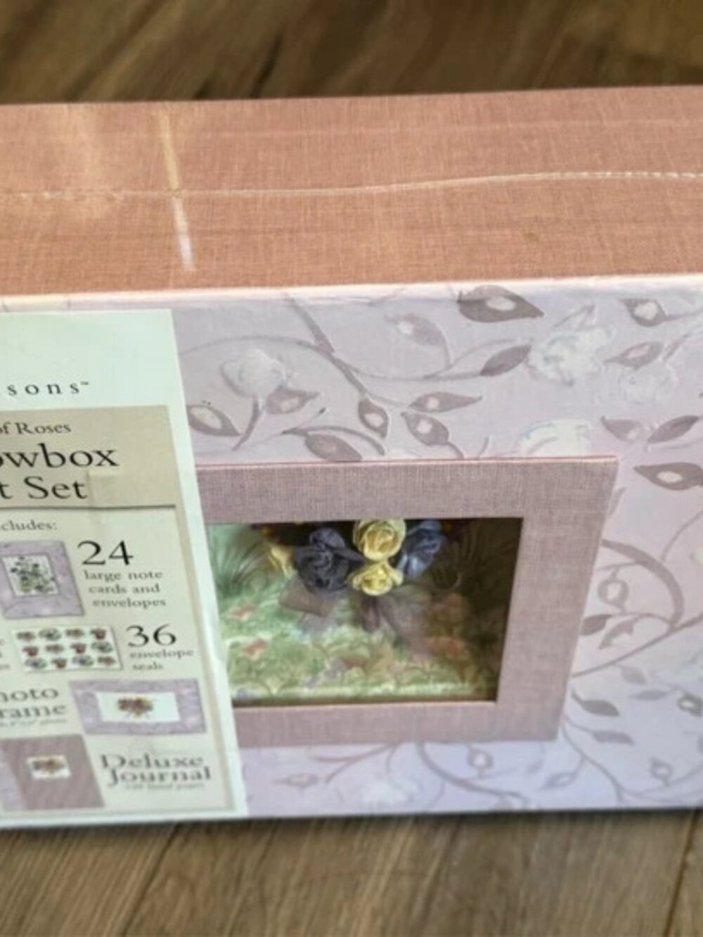New Seasons Shadow Box Stationery Gift Set Note Card Frame Journal Roses NEW